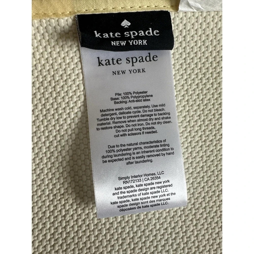 New KATE SPADE Bath Rug‎ Torrington Dot 21x 34 White Polka Dot on Yellow